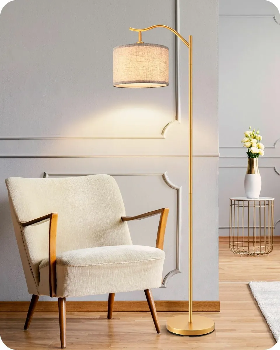 LED Floor Lamp 63 Standing Adjustable Linen Lampsh - Image 2