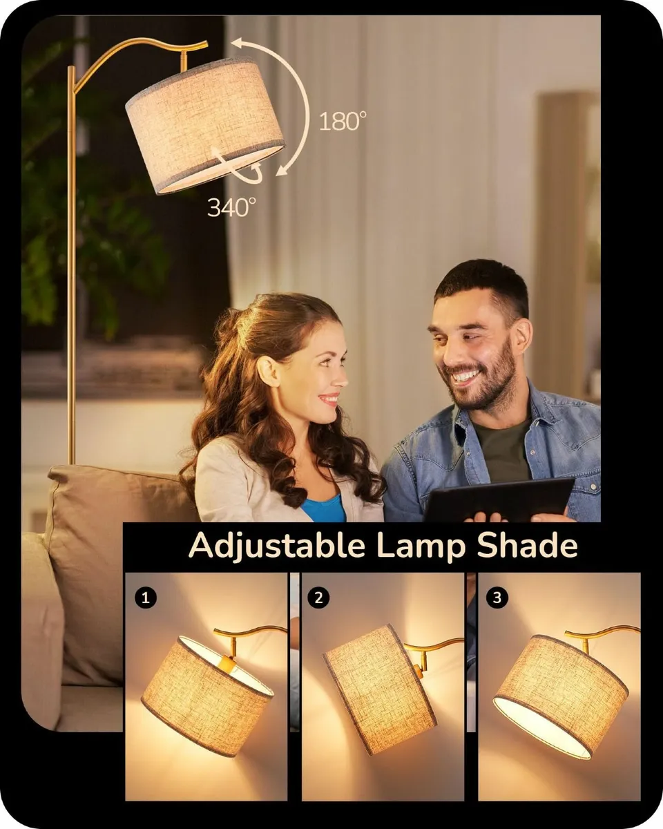 LED Floor Lamp 63 Standing Adjustable Linen Lampsh - Image 3