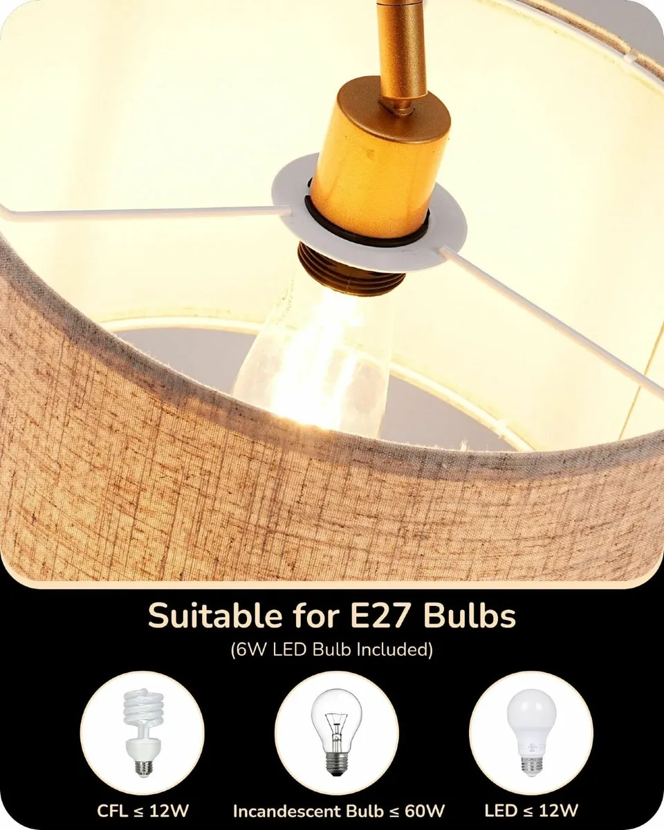 LED Floor Lamp 63 Standing Adjustable Linen Lampsh - Image 4