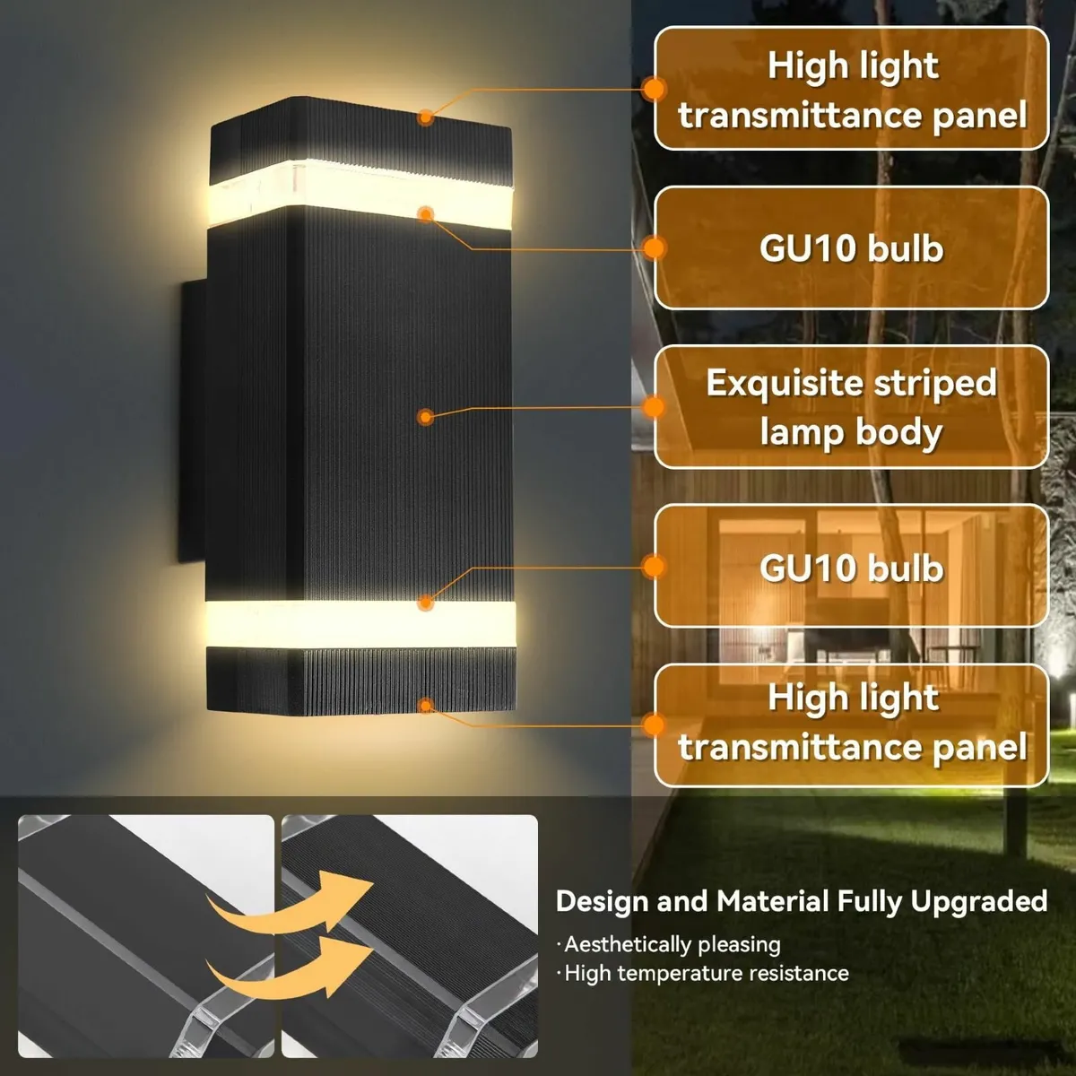 LED Wall Lights 2 Pack Outdoor Waterproof Outside - Image 3