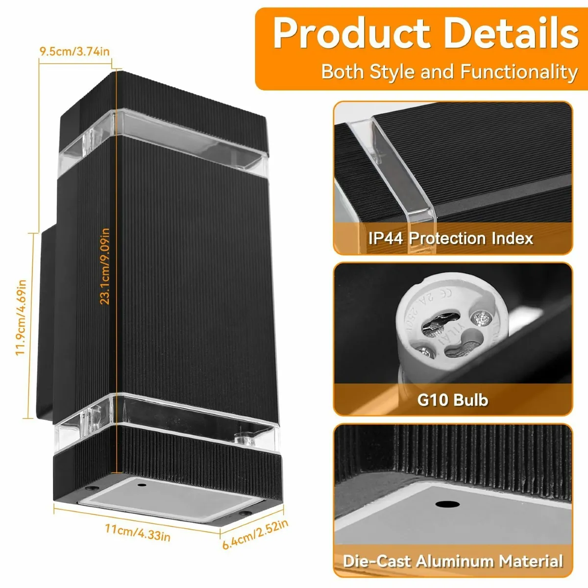 LED Wall Lights 2 Pack Outdoor Waterproof Outside - Image 4