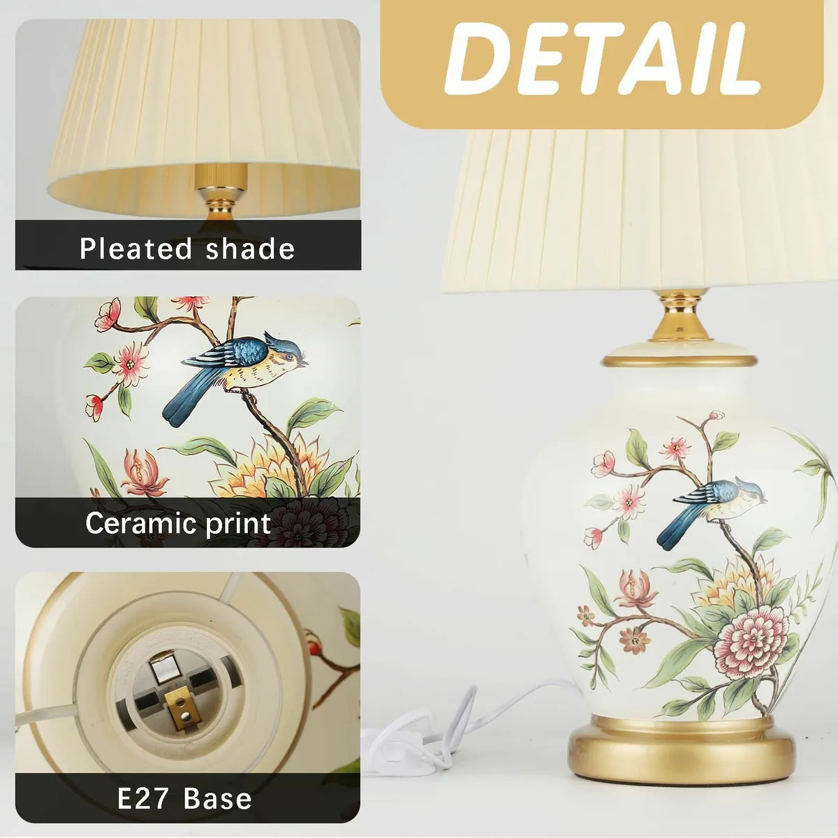 Table Lamp Retro Ceramic Living Room Bedside Vinta - Image 3