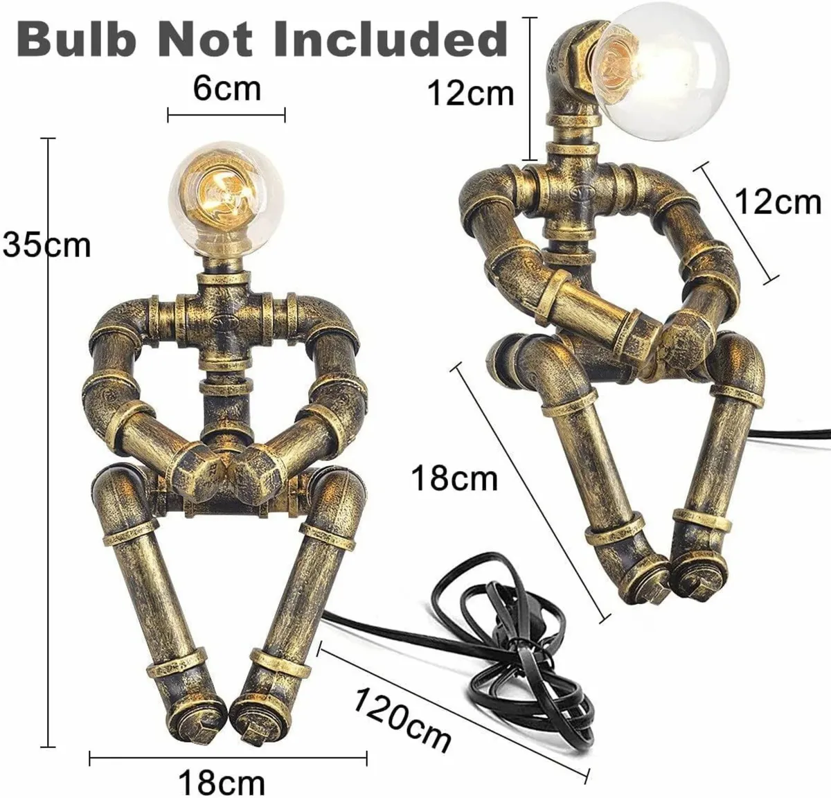 Water Pipe Table Lamp Robot Style- Retro Industria - Image 4