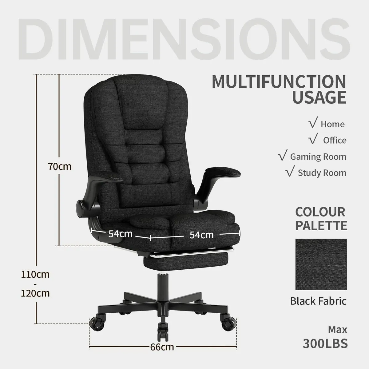 Fabric Office Computer Chair Ergonomic High Back D - Image 3