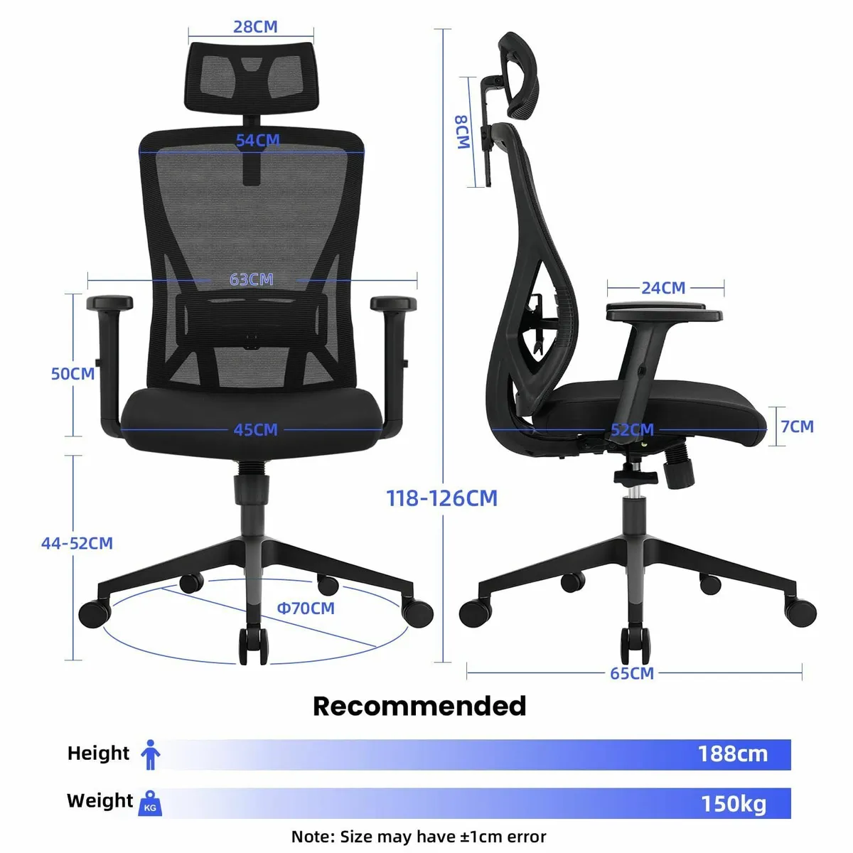 Office Chair Desk Adjustable Headrest Armrests and - Image 3