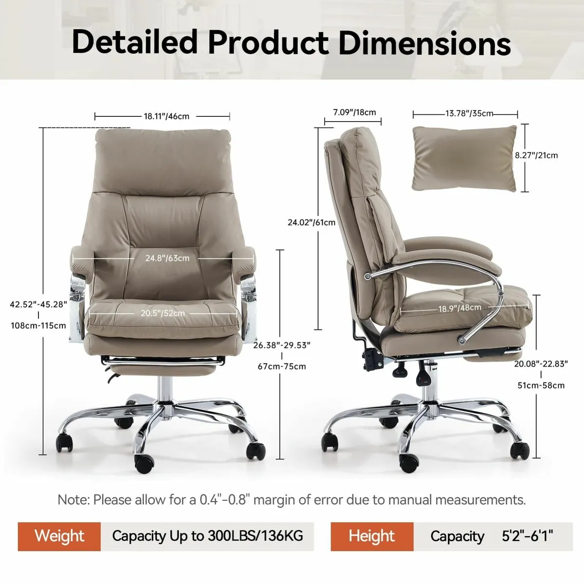 Home Office Desk Chairs Foot Rest Fully Reclining - Image 3