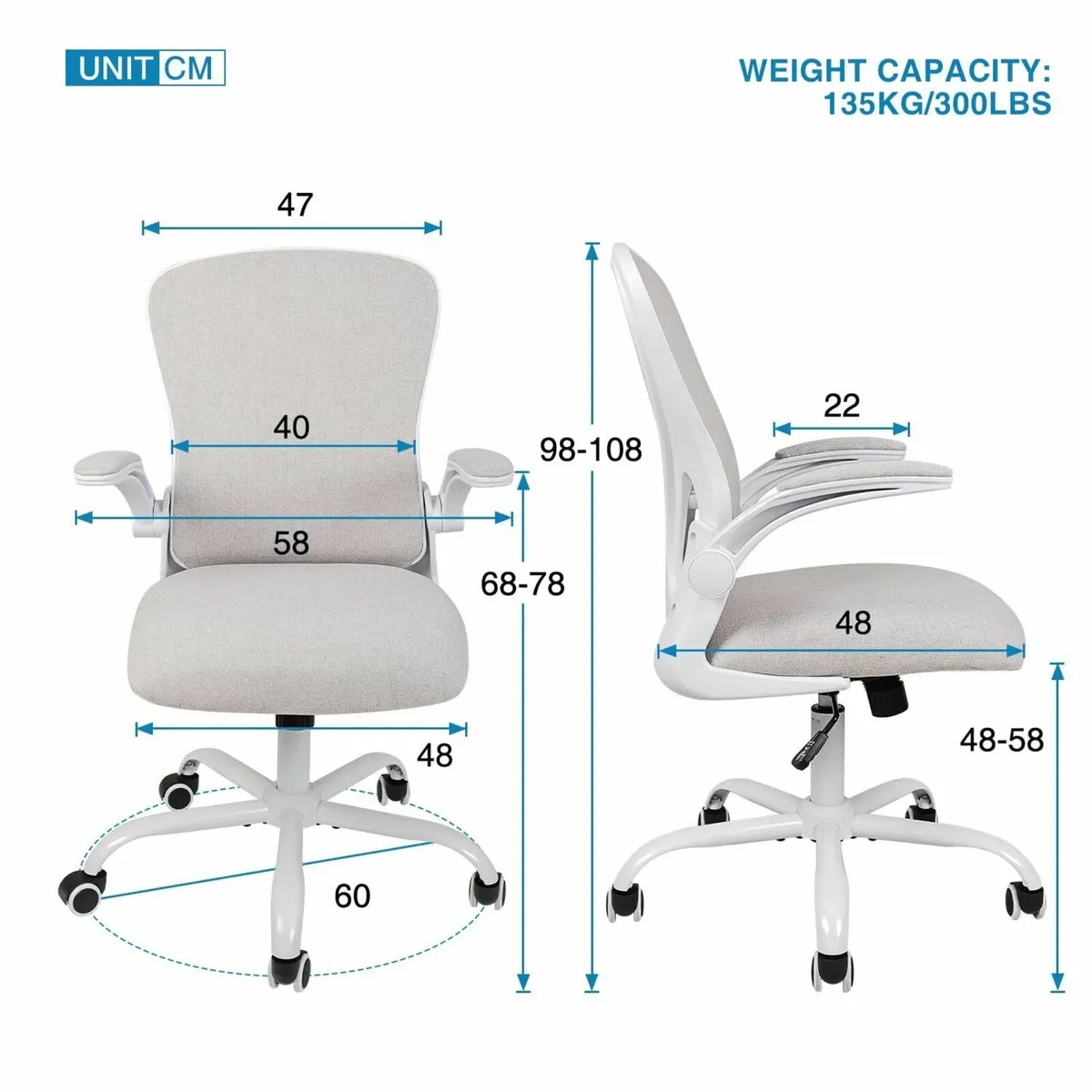 Office Chair Flip-up Armrest Ergonomic Desk Comput - Image 3