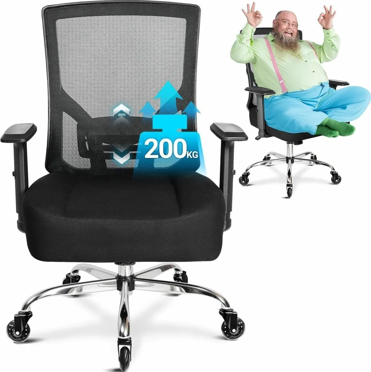 200kg 440LBS Rubber Caster Office Chair Heavy Peop - Image 1