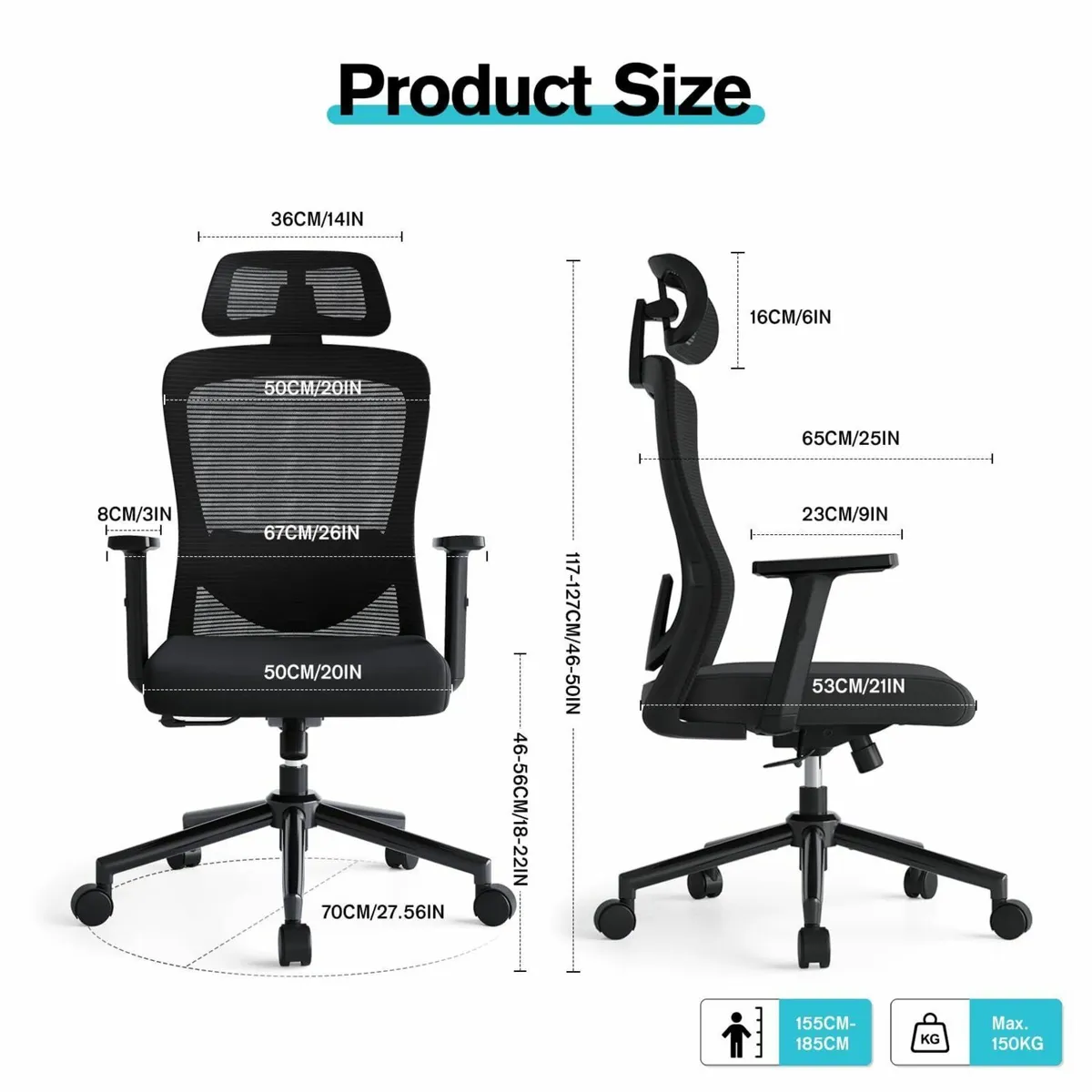 Office ChairErgonomic Desk Chairs Adjustable Lumba - Image 3