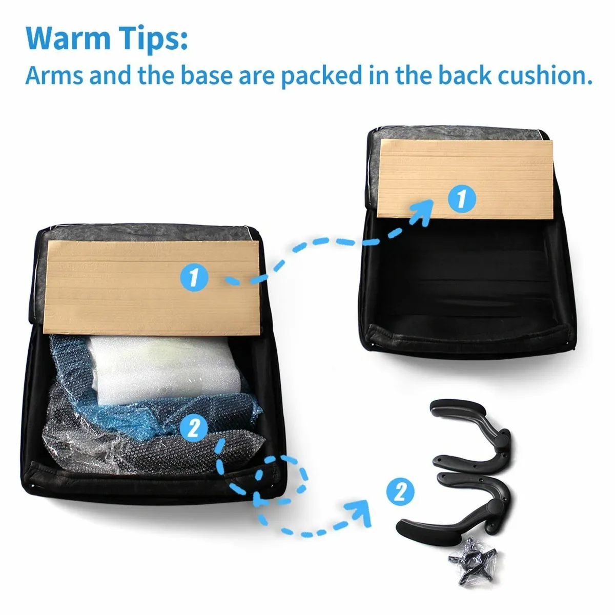 Office ChairFabric Desk Chair 90° Flip-up Armrest - Image 4