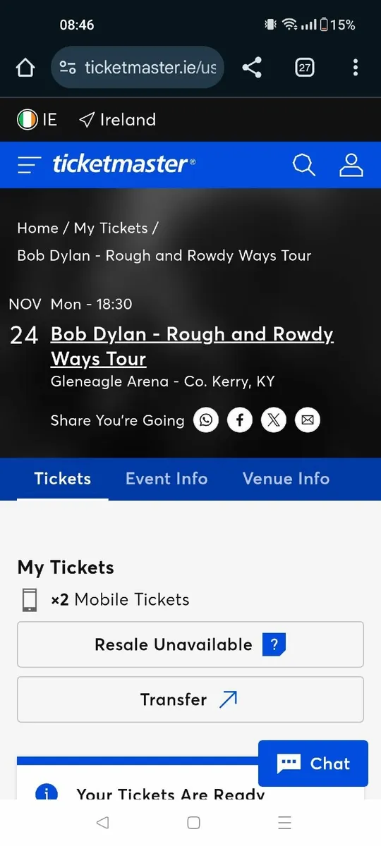 Bob Dylan INEC Killarney Tickets - Image 1