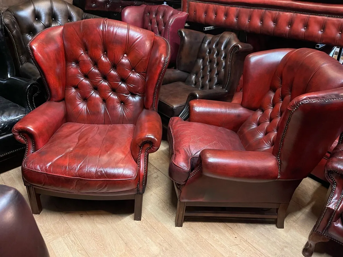 Original matching pair chesterfield chairs - Image 1