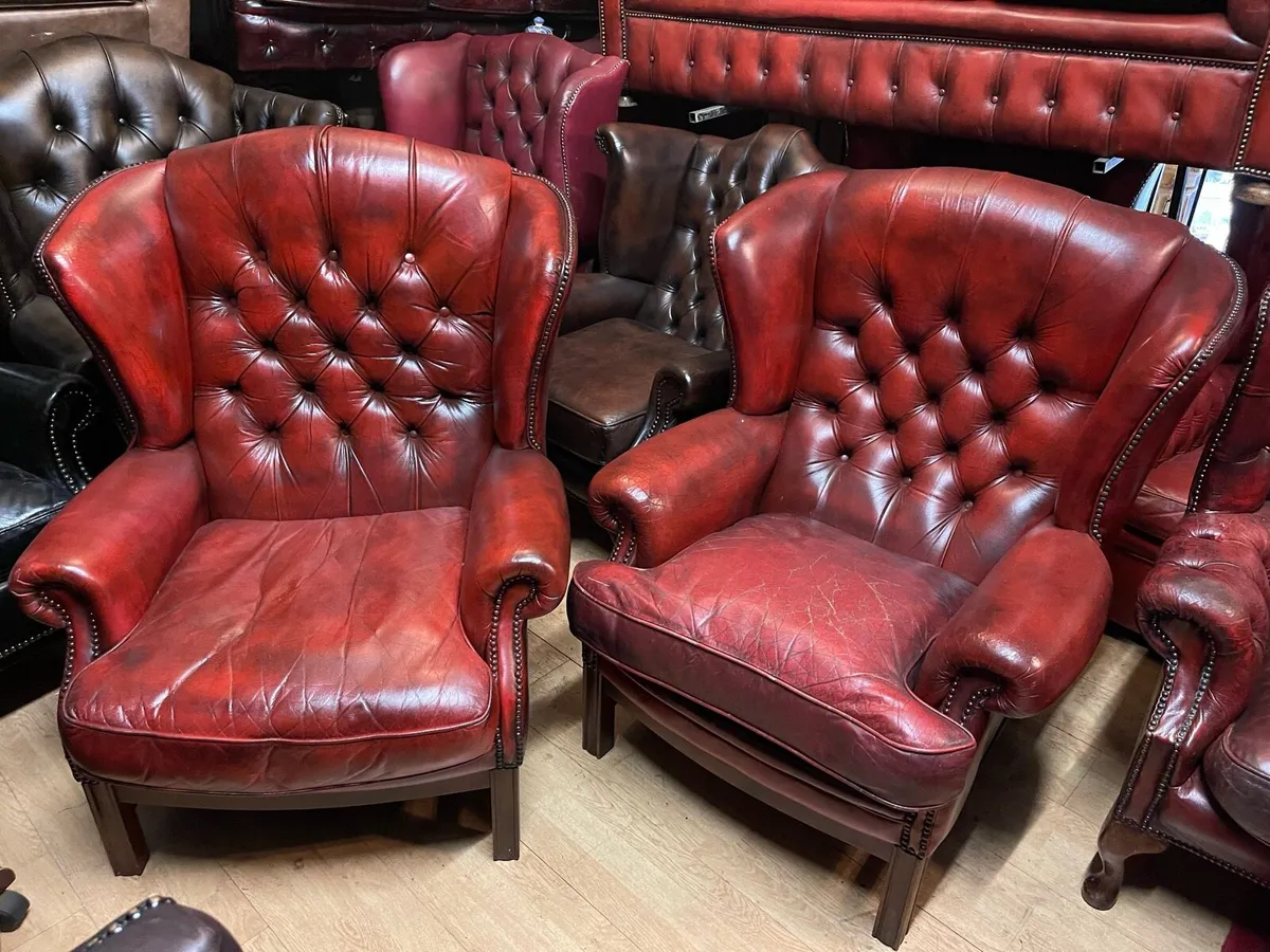 Original matching pair chesterfield chairs - Image 3