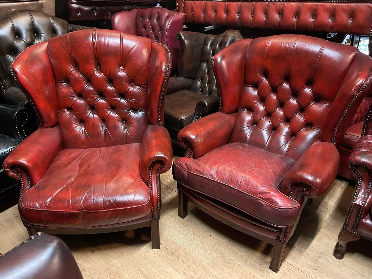 Original matching pair chesterfield chairs - Image 4