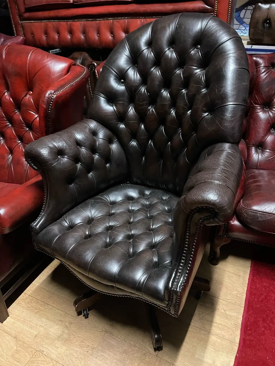 Antique Leather captains desk chair. - Image 1