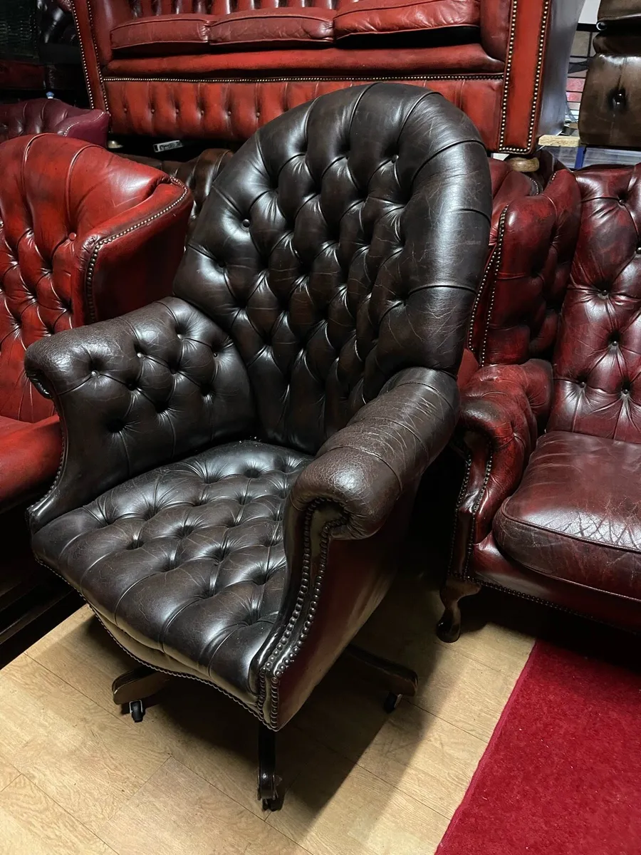 Antique Leather captains desk chair. - Image 2