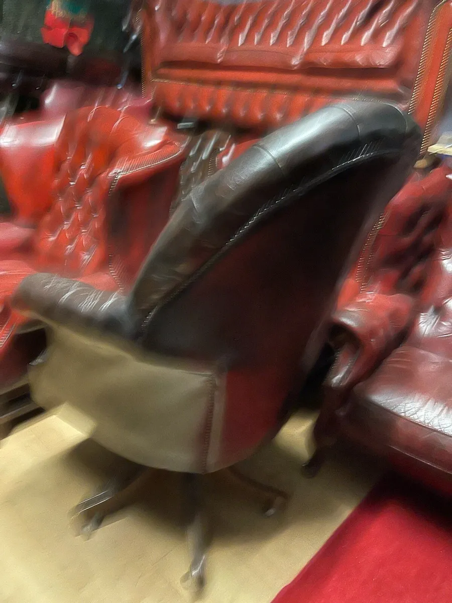 Antique Leather captains desk chair. - Image 3
