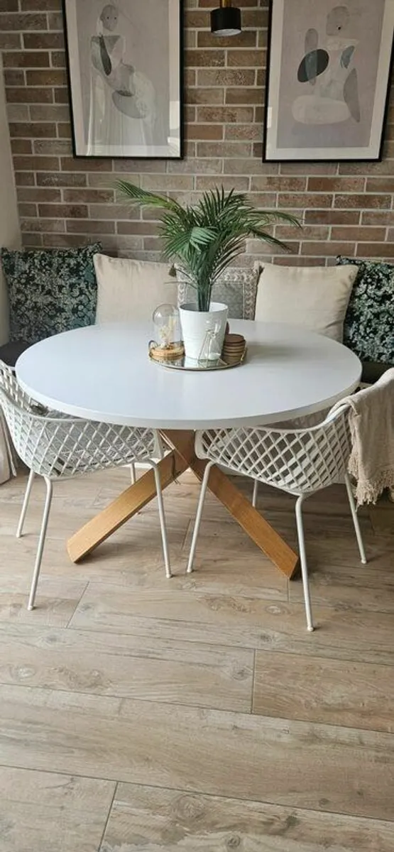 Dining table 120cm & 2 chairs - Image 1