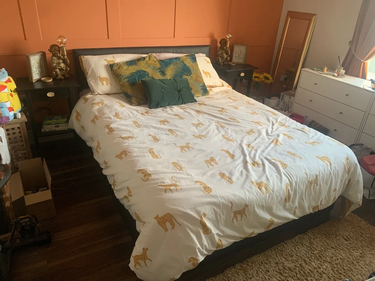 Black King Size leather effect bed frame - Image 1
