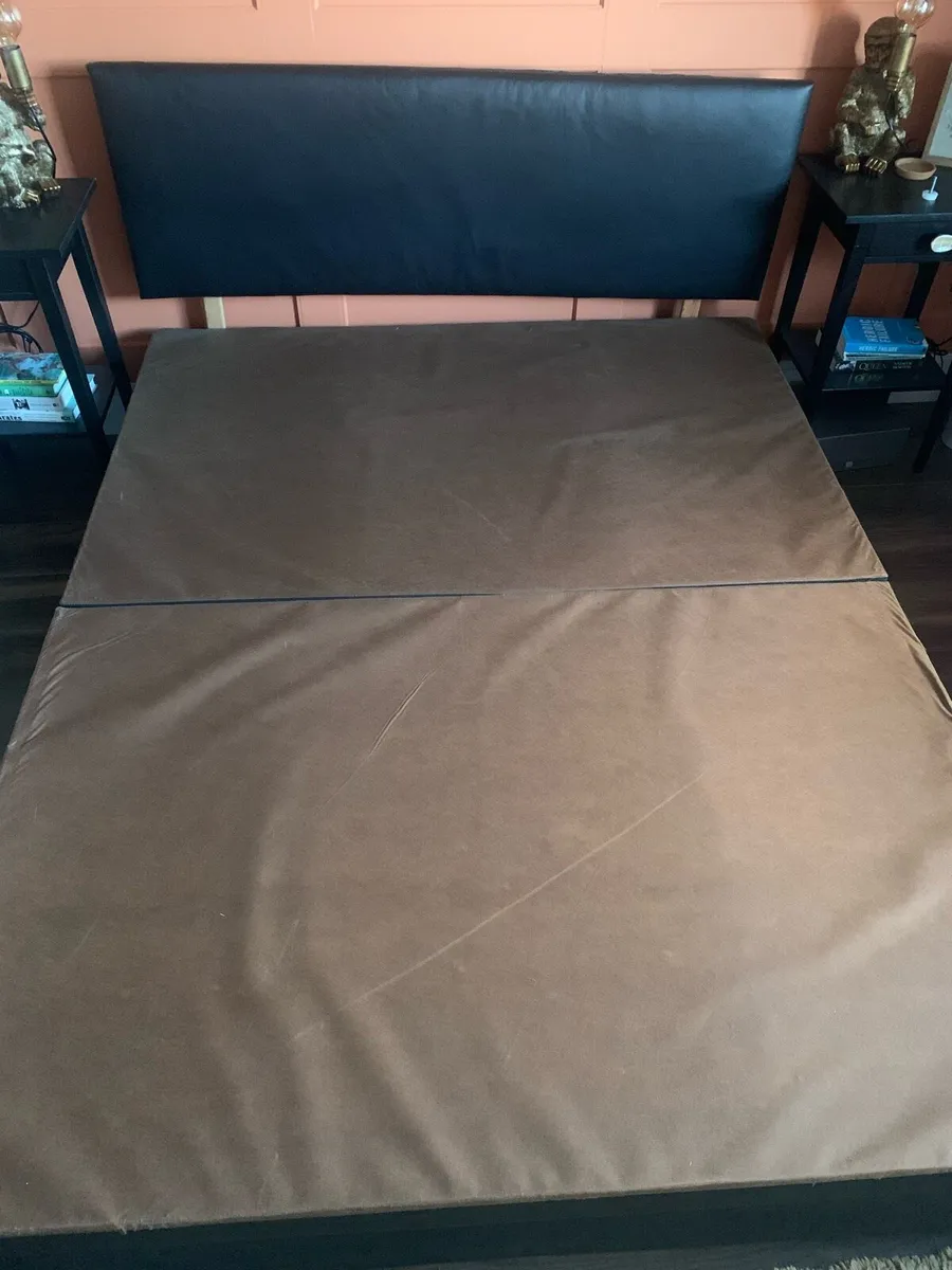 Black King Size leather effect bed frame - Image 2
