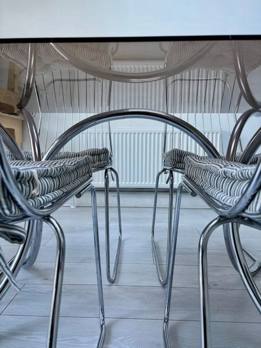 Smoked Glass Dining Table & 6 Chairs - Image 4