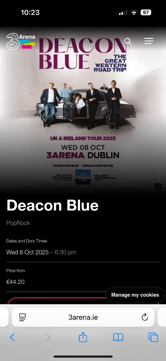 Deacon Blue 8th October 3 arena Dublin