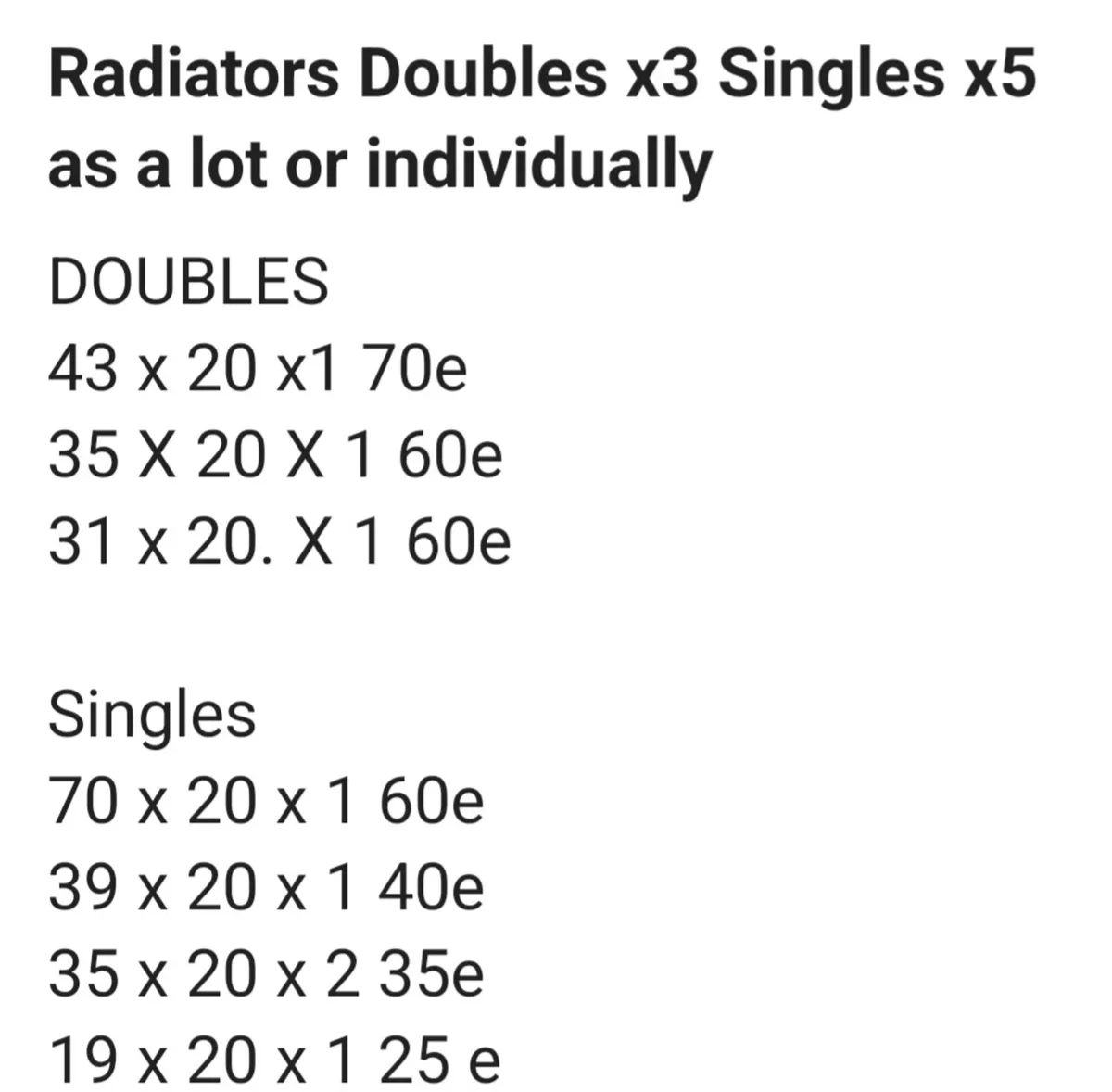 Radiators Doublesx 3 & Singles x 5 as a lot or ind - Image 4
