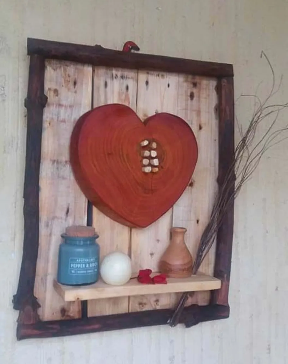 Rustic Hardwood Heart Display Shelf - Image 3