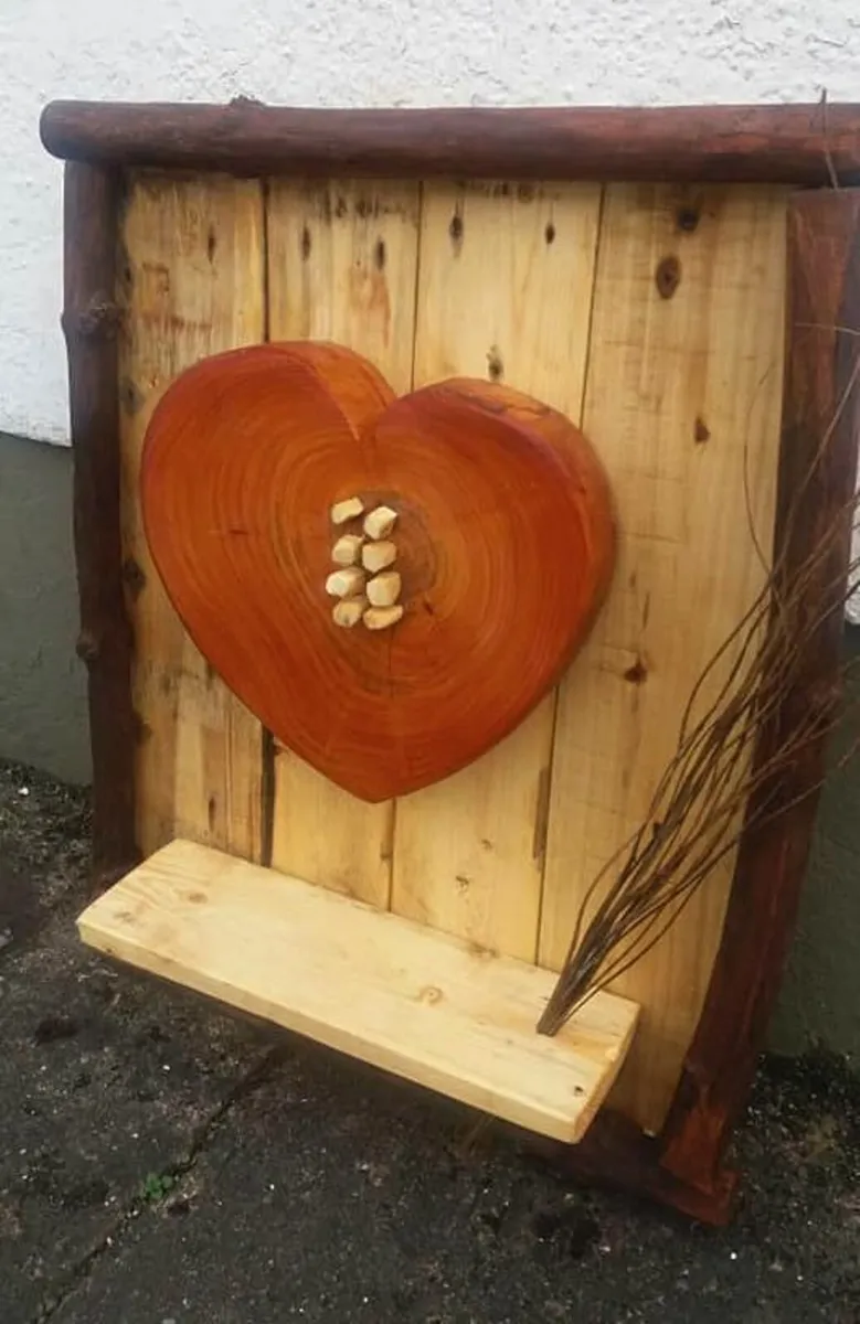 Rustic Hardwood Heart Display Shelf - Image 4