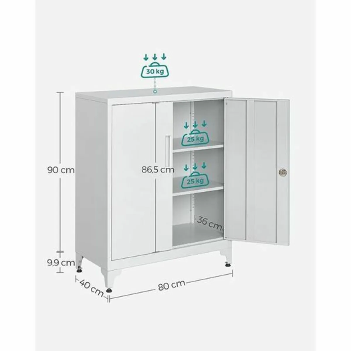 Filing Cabinet with Compartments, Lockable, 2 Doub - Image 4