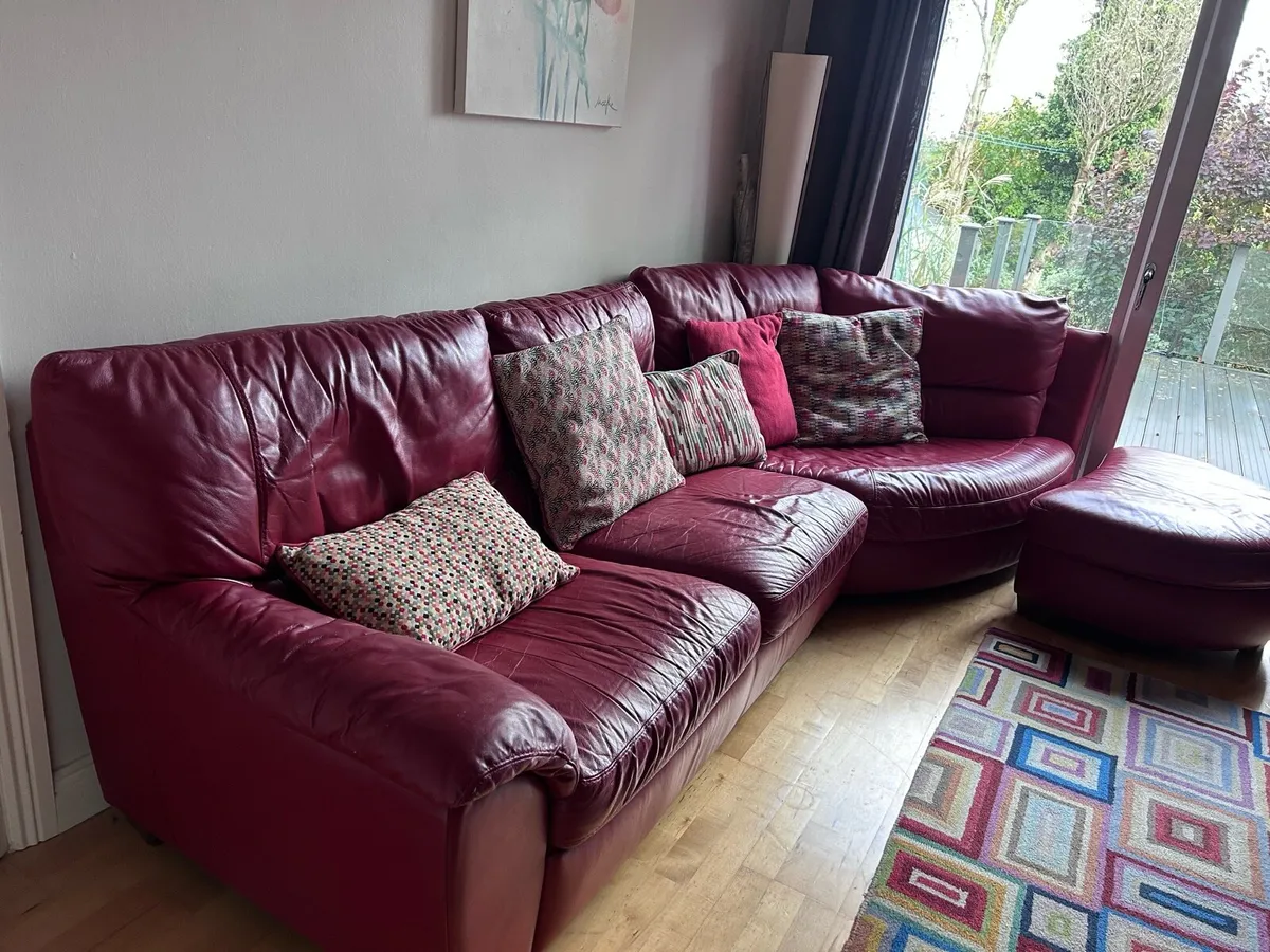 Red Leather corner sofa - Image 2