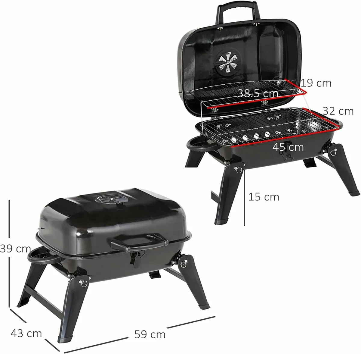 Portable camping BBQ grill smoker - Image 2