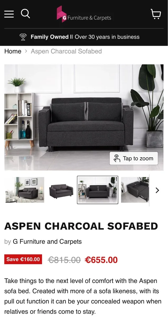 Aspen 2 seater sofa bed - Image 1