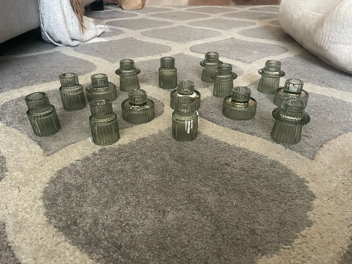Green candle holders - Image 1