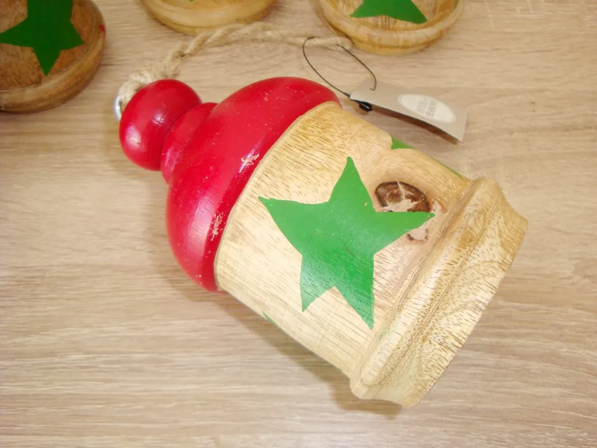 5 Wooden bells Christmas decorations wreath making - Image 2