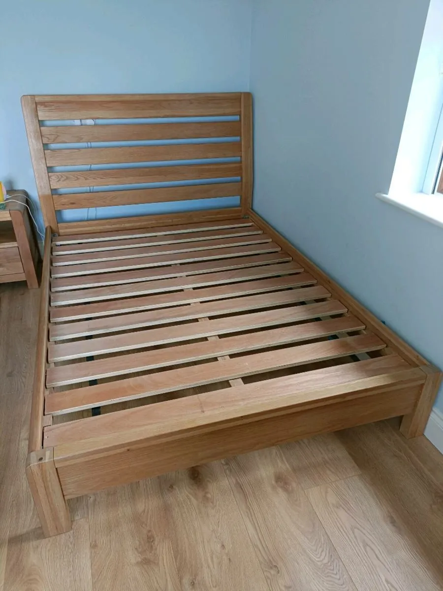 Double bed frame with matching lockers - Image 1