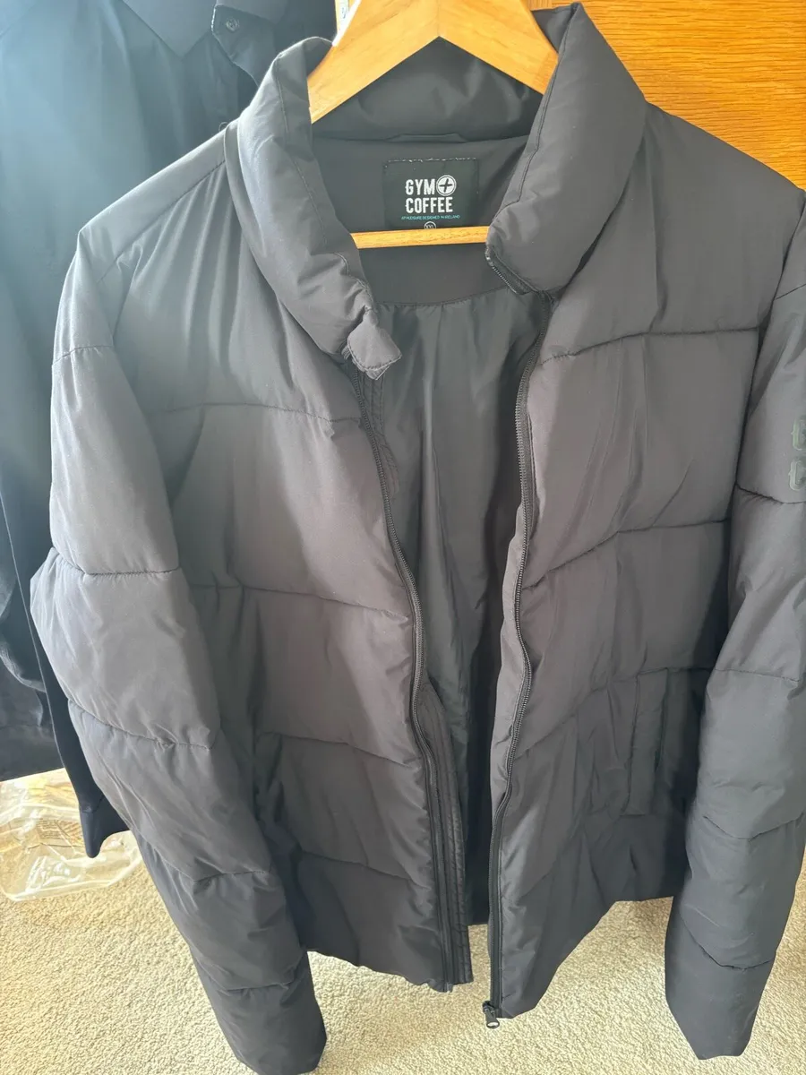 Mens Gym+ Coffee puffa jacket - Image 2
