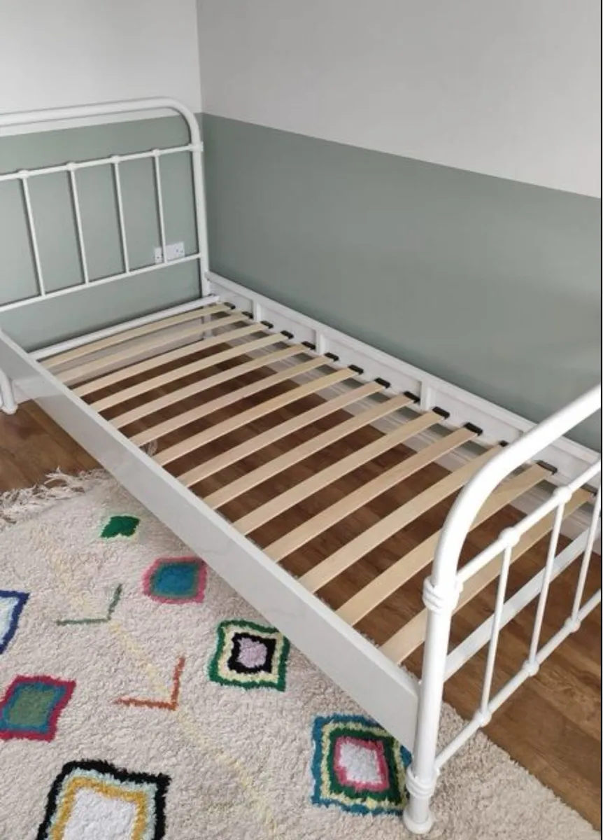As New - Stunning White Single Metal Bed Frame - Image 1