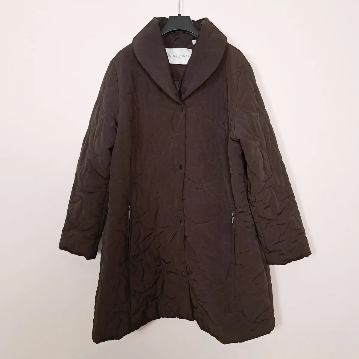 Edina Ronay Dark Chocolate Brown Quilted Coat 20UK - Image 1