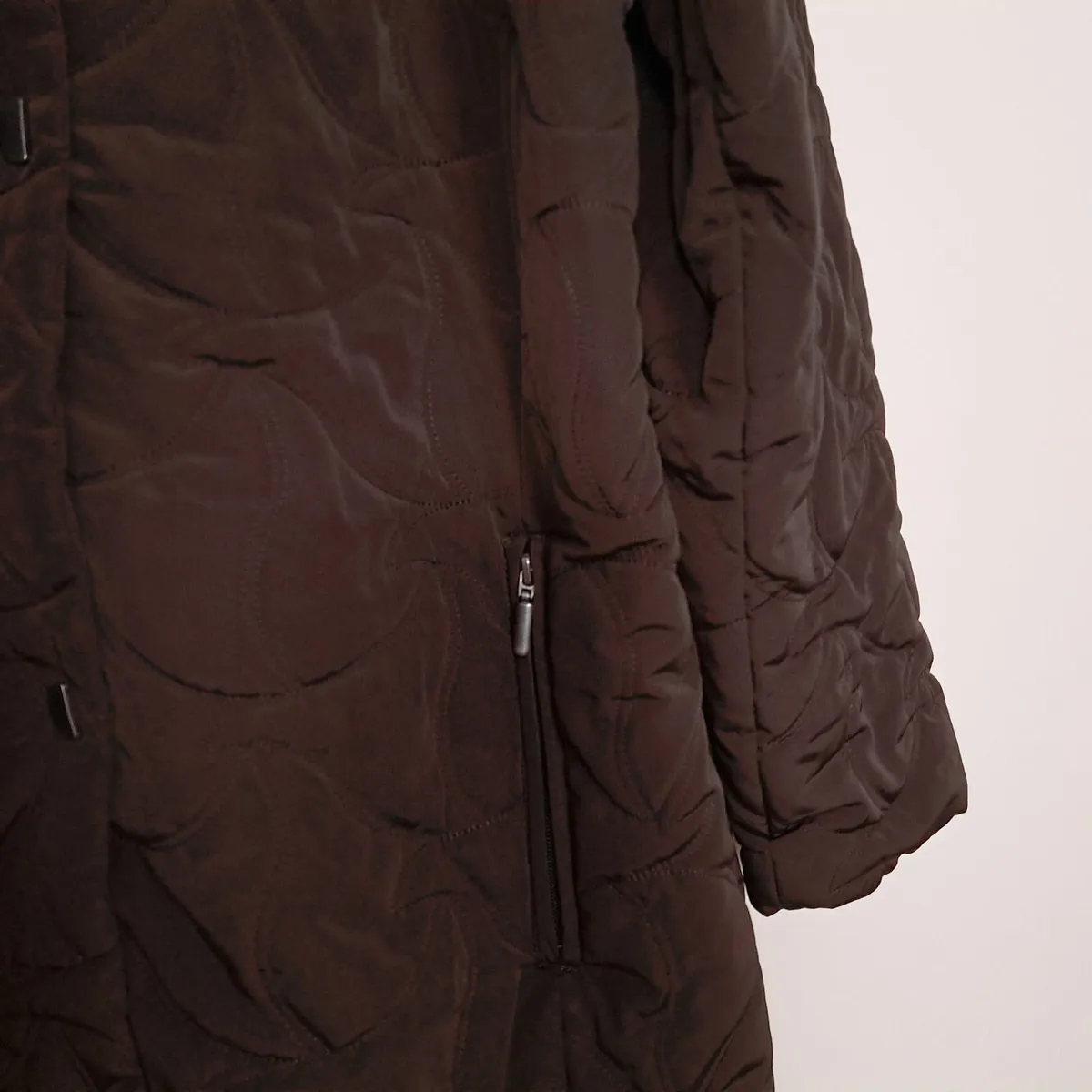 Edina Ronay Dark Chocolate Brown Quilted Coat 20UK - Image 4