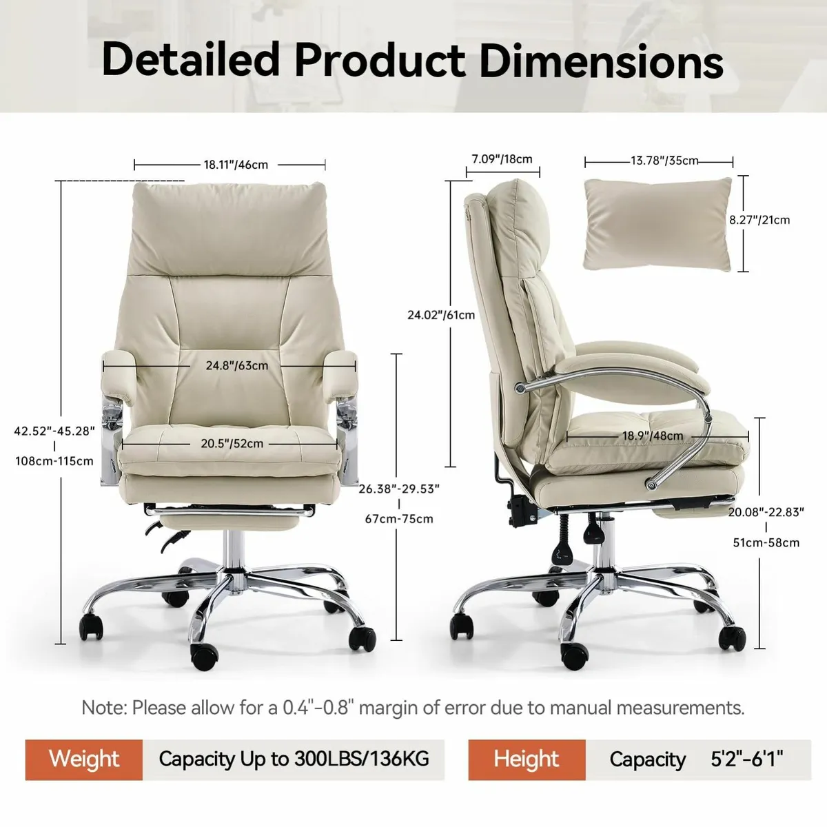 Home Office Desk Chairs Foot Rest Fully Reclining - Image 3