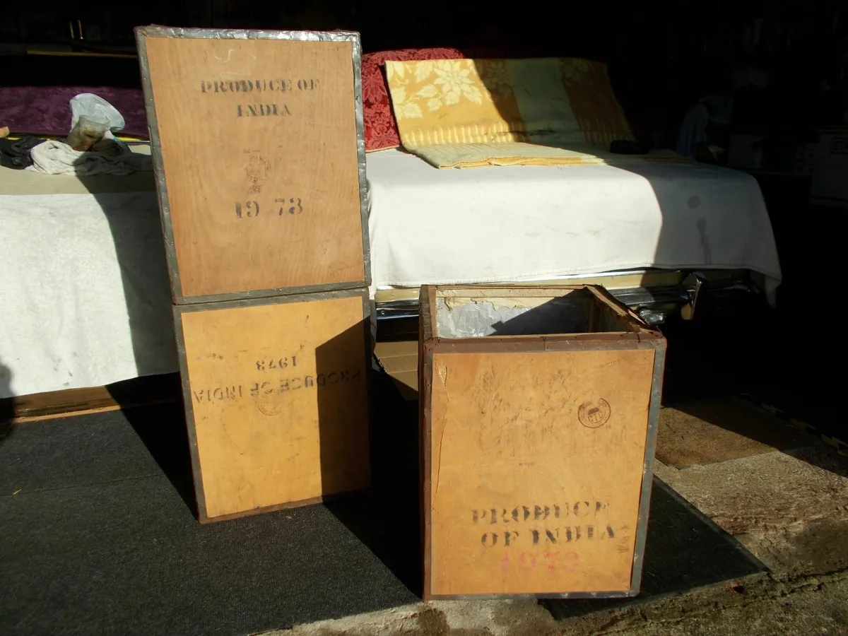 Vintage Wooden Tea Chests 1972/1973 - Image 1