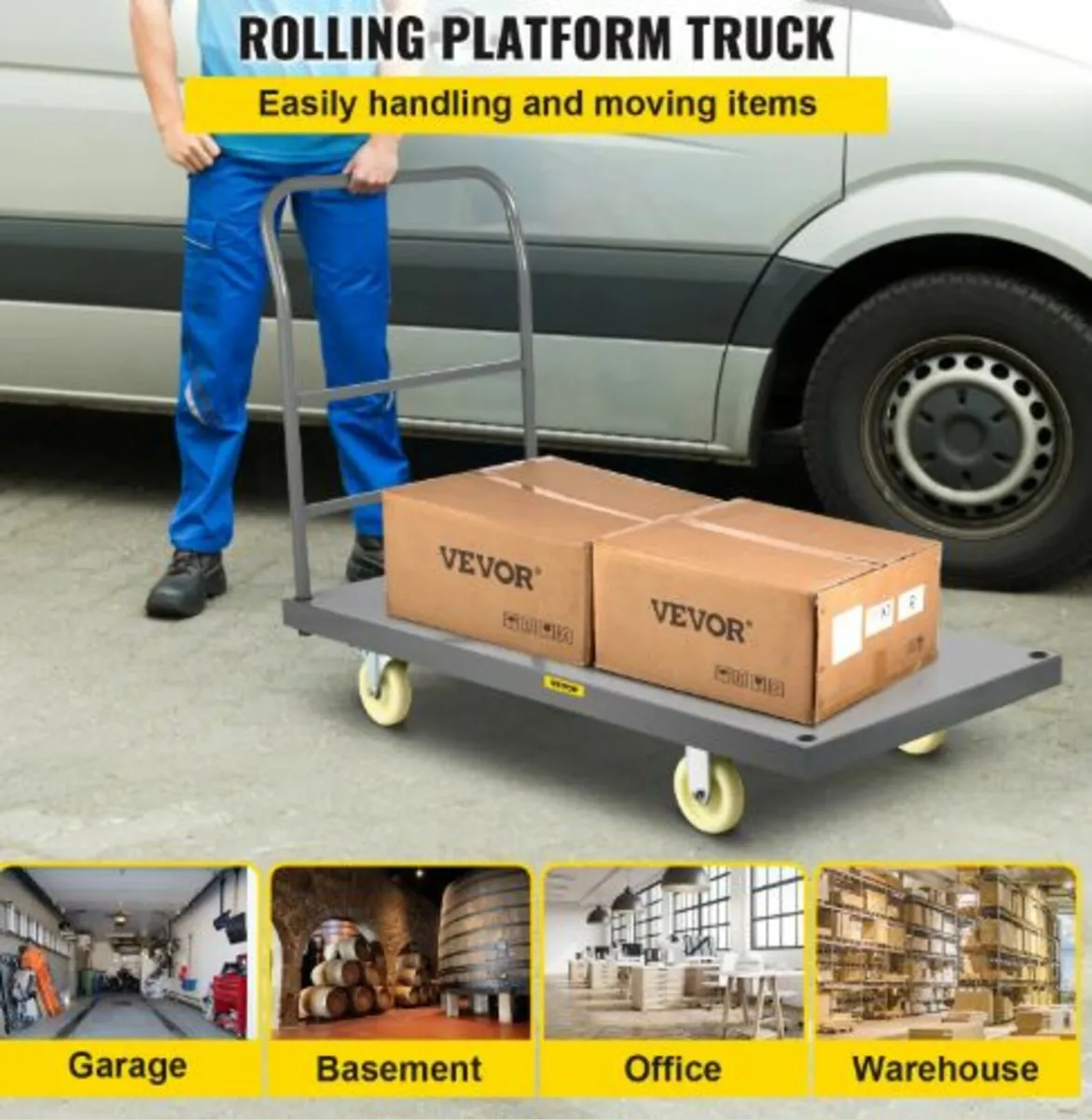 Platform Truck, 907.2 kg Capacity Steel flatbed - Image 2
