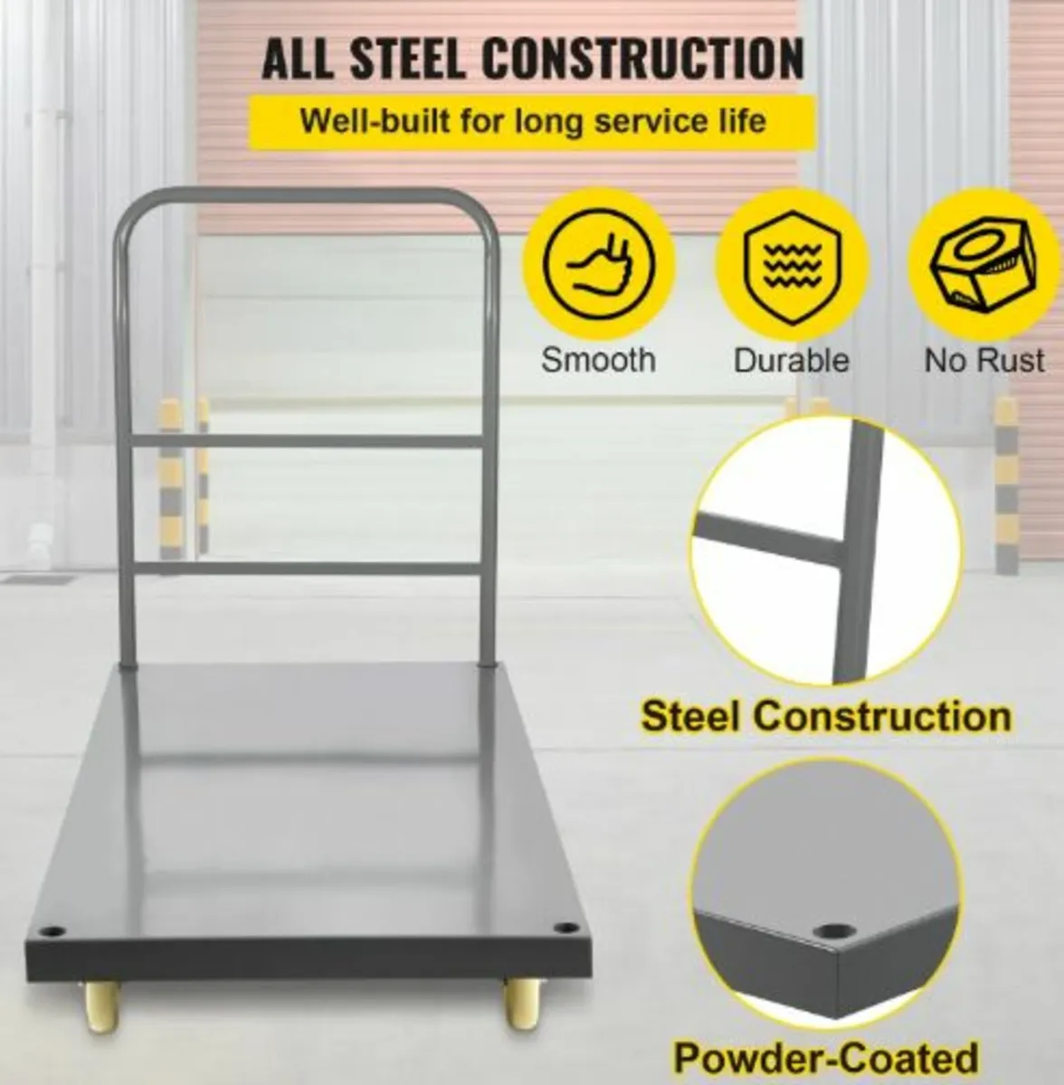 Platform Truck, 907.2 kg Capacity Steel flatbed - Image 3