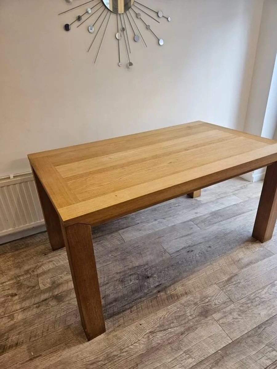 solid oak wood dining table extendable - Image 1