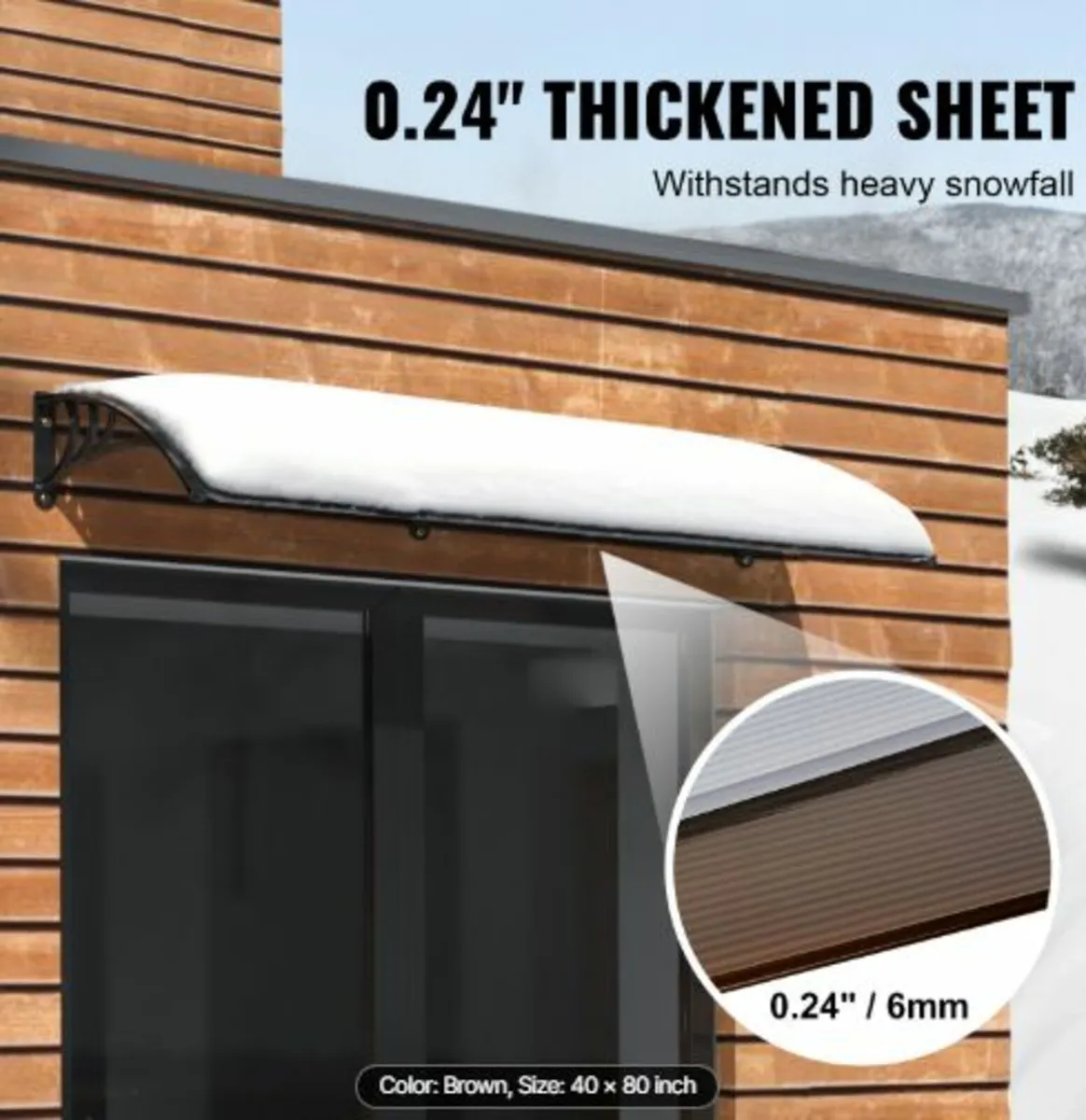Window Door Awning Canopy 80" x 40", UPF 50+ - Image 3