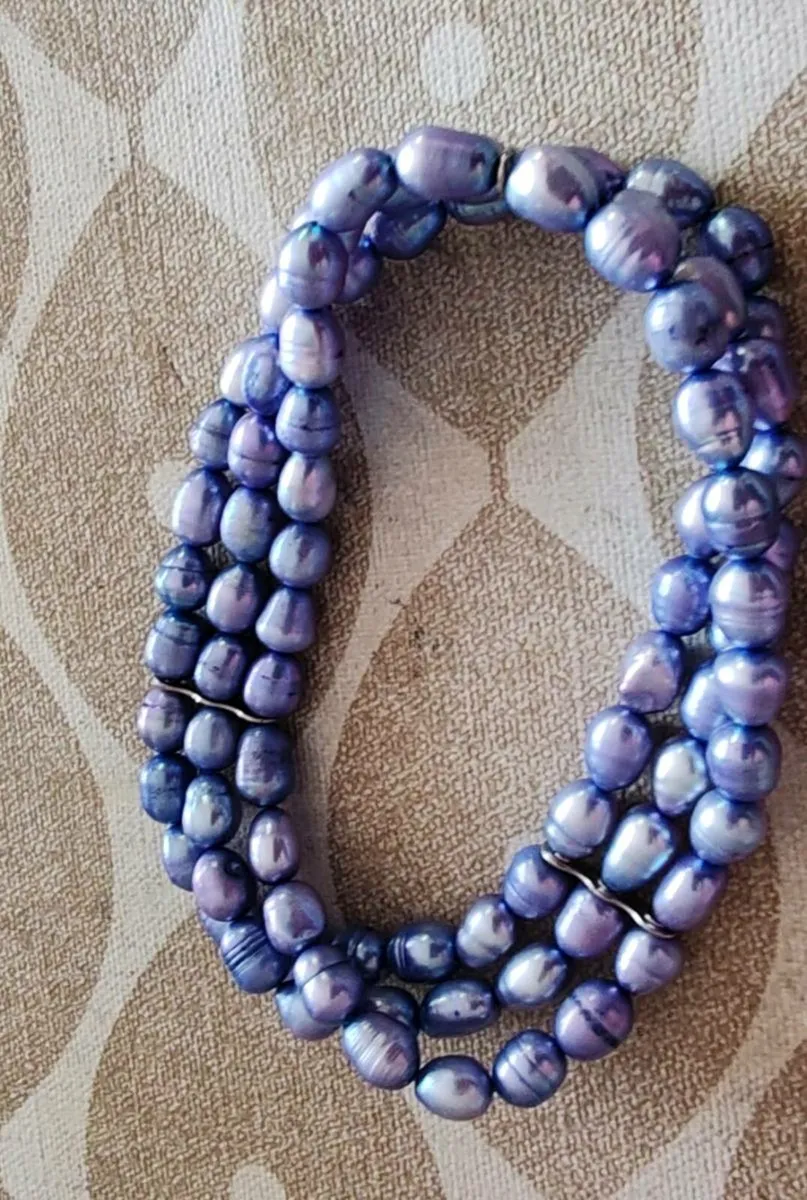 3 strand blue pearl bracelet - Image 3