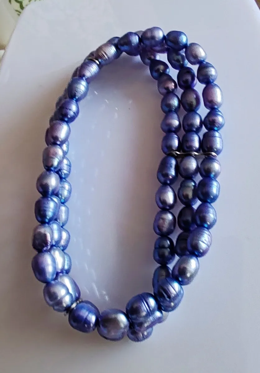 3 strand blue pearl bracelet - Image 4