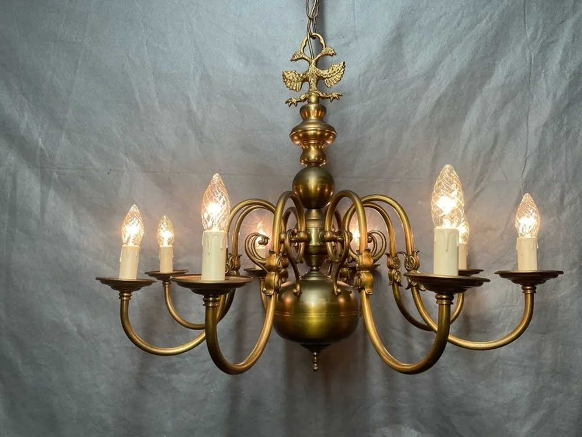 Very Good Antique Eight-Branch Flemish Chandelier. - Image 2
