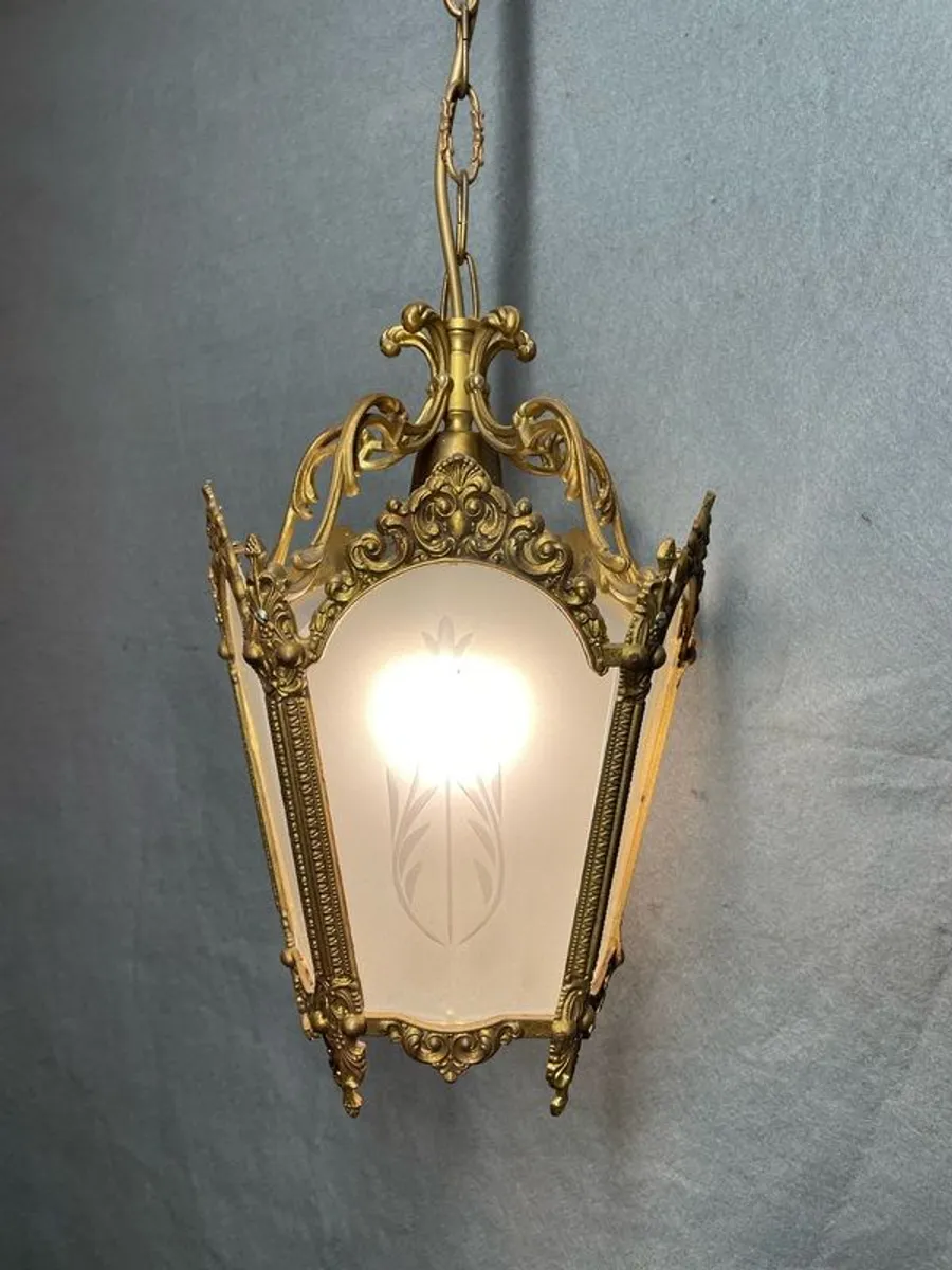 Beautiful French Brass and Glass Lantern - Image 1